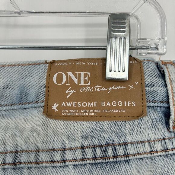 ONE By One Teaspoon Awesome Baggies Jeans Light Wash Ripped Mid Rise Size 26 - Picture 9 of 13
